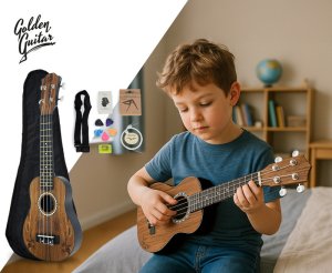 Zestaw: Ukulele sopranowe ciemne GBU10+ akcesoria Golden Guitar one size 3