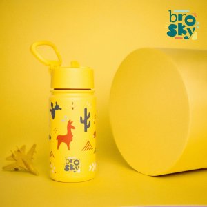 Brosky Kids Żólta butelka na wodę dla dzieci w lamy 450ml 3