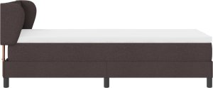 Ciemnobrązowe łóżko box z sprężynowym materacem 90x200 cm, tkanina 4