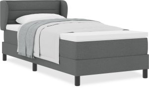vidaXL Łóżko z materacem z ciemnoszarym tapicerowanym stelażem 100x200 cm 2