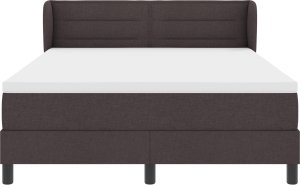 Łóżko kontynentalne vidaXL z materacem ciemny brąz 140x200 cm tkanina 2