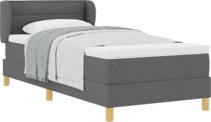 Łóżko z materacem vidaXL w kolorze ciemnoszarym 90x200 cm z tkaniny 2