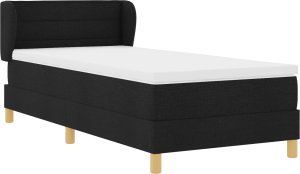 Łóżko Box Spring z materacem w czarnym kolorze, 90x190 cm, materiał 2
