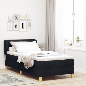 Box Spring Bed z materacem - Czarny - 90x200 cm Tkanina 2