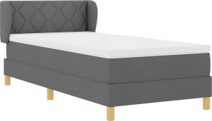 Łóżko Box Spring z materacem vidaXL, ciemnoszare, 90x190 cm z materiału 3