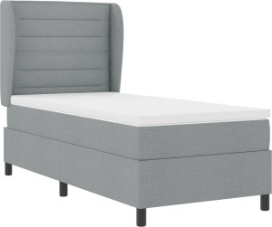 Łóżko z materacem vidaXL Szary jasny 100x200 cm Tkanina 2