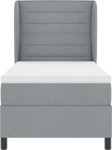 Łóżko z materacem vidaXL Szary jasny 100x200 cm Tkanina 4