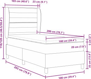 Łóżko Box Spring vidaXL z materacem Czarny 100x200 cm Tkanina 2