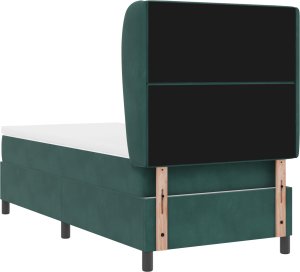 Łóżko Box Spring z Materacem w Ciemnozielonym, 100x200 cm, Aksamit 3