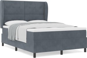 Łóżko kontynentalne z materacem vidaXL Szary 140x190 cm Aksamit 2