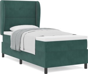 vidaXL Łóżko kontynentalne z materacem ciemnozielone 90x190 cm aksamit 2