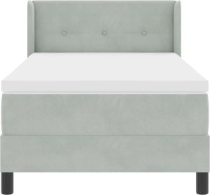 Łóżko z materacem vidaXL w jasnoszarym kolorze 90x190 cm z weluru 2