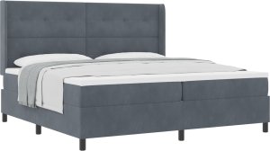 łóżko Box Spring z materacem vidaXL ciemnoszare 200x200 cm aksamit 2