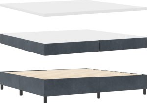 łóżko Box Spring z materacem vidaXL ciemnoszare 200x200 cm aksamit 3