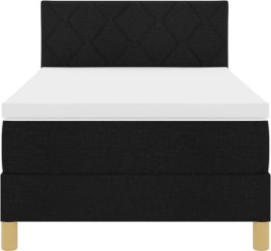 vidaXL Łóżko z podstawą sprężynową z materacem i LED czarne 90x190 cm Tkanina 3