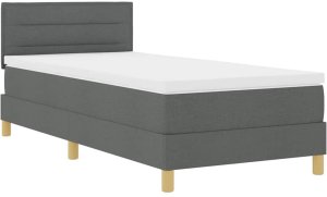 vidaXL Łóżko Box Spring z Materacem i LED Ciemnoszare 80x200 cm Tkanina 2