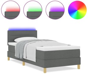 vidaXL Łóżko Box Spring z Materacem i LED Ciemnoszare 80x200 cm Tkanina 4
