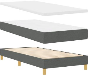 vidaXL Łóżko Box Spring z Materacem i LED Ciemnoszare 80x200 cm Tkanina 6