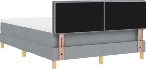 vidaXL Łóżko z ramą sprężynową z materacem i LED Jasnoszary 160x200 cm Tkanina 5