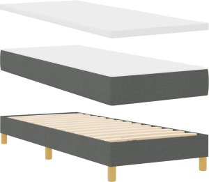 vidaXL Łóżko Box Spring z Materacem i LED Ciemnoszare 80x200 cm Tkanina 2