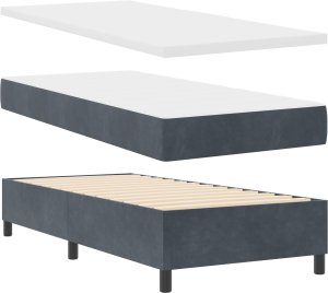 Łóżko kontynentalne vidaXL z materacem i LED w ciemnoszarym kolorze 100x200 cm z aksamitu 2
