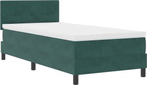 Łóżko z materacem i LED vidaXL w ciemnozielonym 90x200 cm aksamitne 2