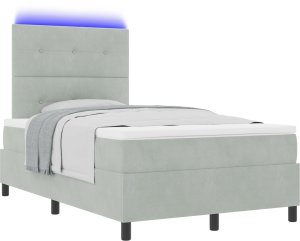 Łóżko Box Spring z materacem i LED Szary Jasny 120x200 cm Aksamit 2