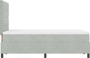Łóżko Box Spring z materacem i LED Szary Jasny 120x200 cm Aksamit 4