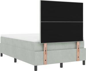 Łóżko Box Spring z materacem i LED Szary Jasny 120x200 cm Aksamit 5