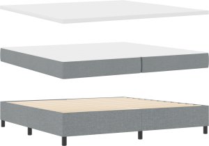 Łóżko Box Spring vidaXL z materacem i podświetleniem szarym 200x200 cm z tkaniny 3