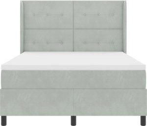 łóżko typu box spring z materacem i podświetleniem szare aksamitne 160x200 cm 2