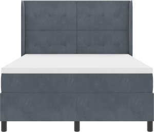 Łóżko z pojemnikiem i materacem vidaXL z oświetleniem LED ciemnoszare 160x200 cm aksamit 5