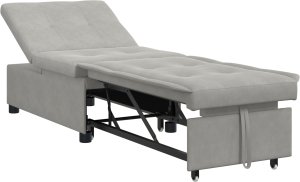 vidaXL Sofa Łóżko 3-w-1 Wysuwany Jasnoszary 2