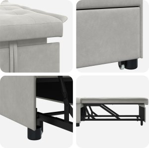 vidaXL Sofa Łóżko 3-w-1 Wysuwany Jasnoszary 8