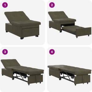 vidaXL Sofa 3-w-1 z funkcją wysuwania, ciemnoszara skóra syntetyczna 5