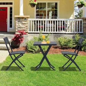 Black Forest | Mały zestaw mebli ogrodowych | dwa krzesła + stolik czarny 2