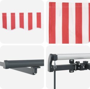vidaXL Ręczna markiza z LED Czerwona i Biała 300x250 cm 5
