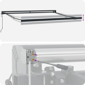 vidaXL Automatyczna markiza chowana w czerwono-białe paski 300x250 cm 7