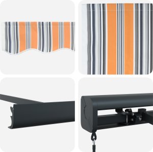 vidaXL Ręczna markiza chowana w wielokolorowe paski 300x250 cm 6