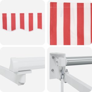 vidaXL Chowana markiza Czerwono-biała Pasiasta 350x250 cm 5