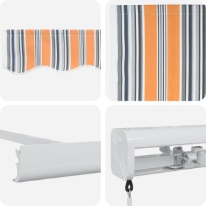 vidaXL Ręczna markiza chowana w paski wielokolorowa 350x250 cm 7