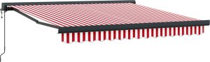 vidaXL Automatyczna chowana markiza w paski czerwono-białe 350x250 cm 4