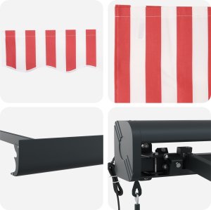 vidaXL Automatyczna chowana markiza w paski czerwono-białe 350x250 cm 7