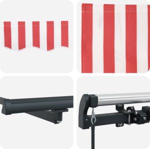 vidaXL Ręczna markiza chowana Czerwono-Biała 400x300 cm 7