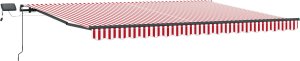 vidaXL Manualna markiza rozkładana z LED w czerwono-białe paski 400x300 cm 2