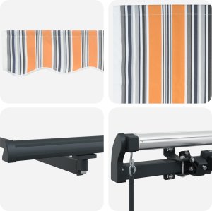 vidaXL Manualna markiza chowana w paski wielokolorowa 400x300 cm 4