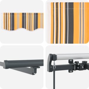 vidaXL Ręczna rozwijana markiza z paskiem LED w wielu kolorach 400x350 cm 4