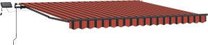vidaXL Manualna markiza chowana z LED pomarańczowa i brązowa 450x300 cm 3