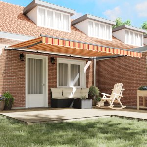 vidaXL Ręczna markiza składana w żółtym i pomarańczowym, 450x300 cm 3