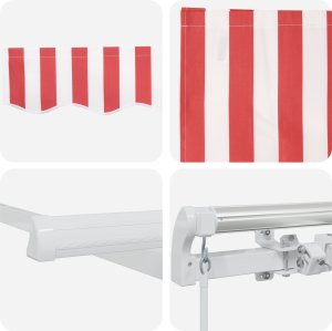 vidaXL Markiza ręczna Czerwona i biała Paskowa 600x300 cm 4